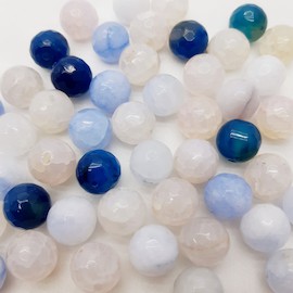 Бусина Агат микс цв.бело-голубой граненая d 12 мм