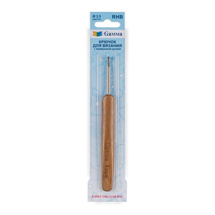 Крючок для вязания "Gamma"с бамбуковой ручкой d 3.5 мм